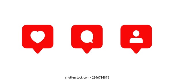 Social Media Icon Vector. Like, Comment, and Follow in Speech Bubbles