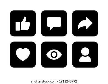 Social Media Icon Vector. Notification, Like, Comment, Share Symbol Vector Illustration