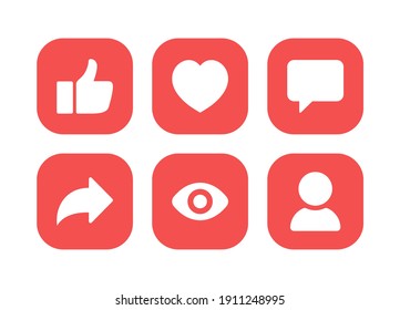 Social Media Icon Vector. Notification, Like, Comment, Share Symbol Vector Illustration