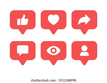 Social media icon vector. notification, like, comment, share symbol vector illustration