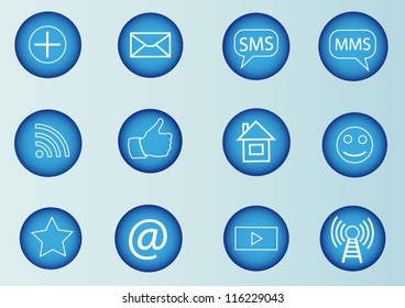 Social media icons blue set