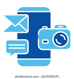 Ícones De Mídia Social Em Estilo Azul, Ilustração De Vetor