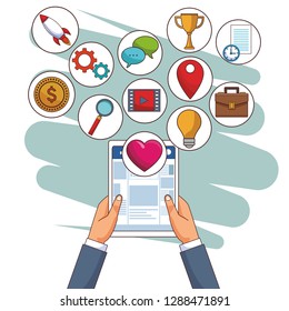 social media icons cartoon