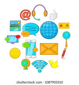 Social media icons in cartoon style. Internet set collection isolated vector illustration