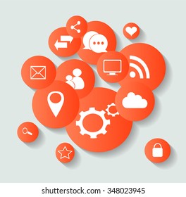 Social media icons for communication or backgrounds