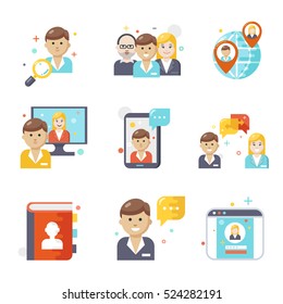Social media icons, flat design.