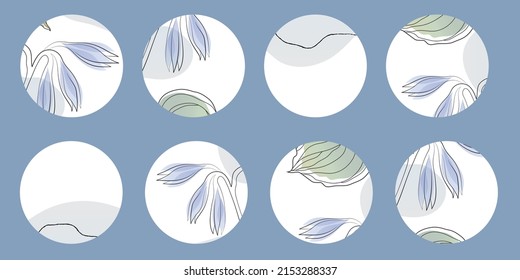 Social media icons with flowers, lines, spots. Hand drawn elements.