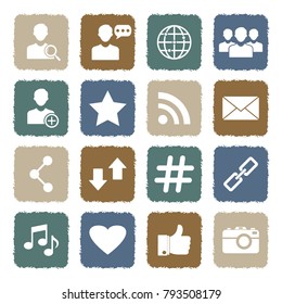 Social Media Icons. Grunge Color Flat Design. Vector Illustration. 