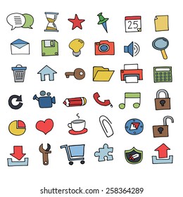 Social Media Icons, hand-drawn style.