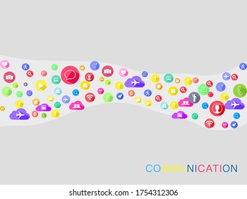 Social media icons and information flows.digital concepts and mobile communication vector
