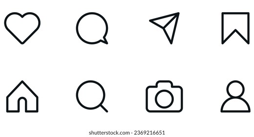 Social media icons. Social media icons, instagram Like, comment, share and save icons. Social media flat icon. Vector illustration