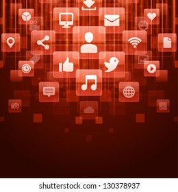 Social media icons and light vector background