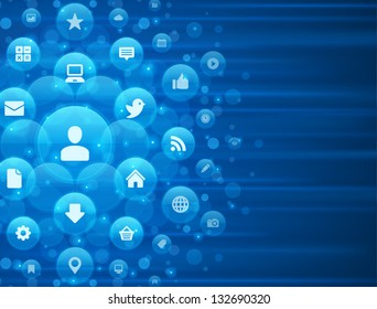 Social Media Icons And Light Vector Background