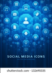 Social media icons and light vector background