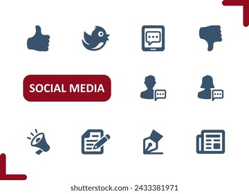 Social Media Icons. Like, Dislike, User, Comment, Chat Icon. Professional, pixel perfect vector icon set.