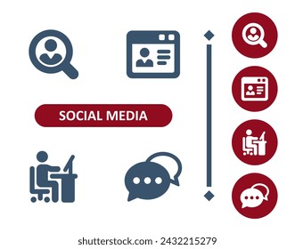 Social Media Icons. Man, User, Avatar, Profile, Website, Search, Desk, Chat Bubble, Comment Icon. Professional, 32x32 pixel perfect vector icon.