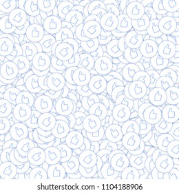 Social media icons. Social media marketing concept. Falling scattered thumbs up. Scattered pattern elements on white background.