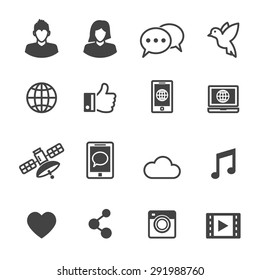 social media icons, mono vector symbols