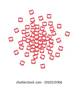 Social Media Icons. Network Notifications with White Heart in Pink Square. Follow and Share Social Media Icons Background for App, Application, Marketing, Smm, Ceo, Web, Internet, Analytics, Business.
