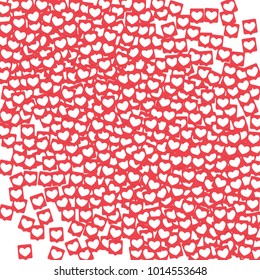 Social Media Icons. Network Notifications with White Heart in Pink Square. Follow and Share Social Media Icons Background for App, Application, Marketing, Smm, Ceo, Web, Internet, Analytics, Business.