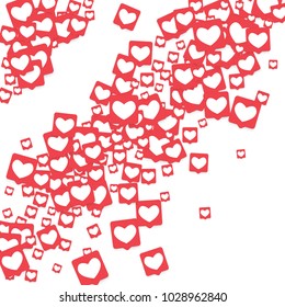 Social Media Icons. Network Notifications with White Heart in Pink Square. Follow and Share Social Media Icons Background for App, Application, Marketing, Smm, Ceo, Web, Internet, Analytics, Business.