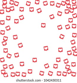 Social Media Icons. Network Notifications with White Heart in Pink Square. Follow and Share Social Media Icons Background for App, Application, Marketing, Smm, Ceo, Web, Internet, Analytics, Business.