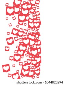 Social Media Icons. Network Notifications with White Heart in Pink Square. Follow and Share Social Media Icons Background for App, Application, Marketing, Smm, Ceo, Web, Internet, Analytics, Business.