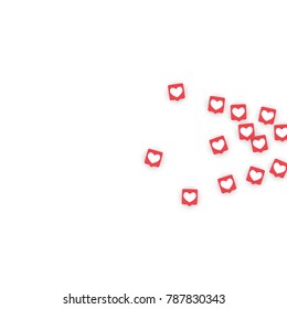 Social Media Icons. Network Notifications with White Heart in Pink Square. Follow and Share Social Media Icons Background for App, Application, Marketing, Smm, Ceo, Web, Internet, Analytics, Business.