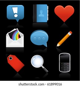 social media icons on black