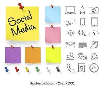Social Media Icons on Note Pad Vector