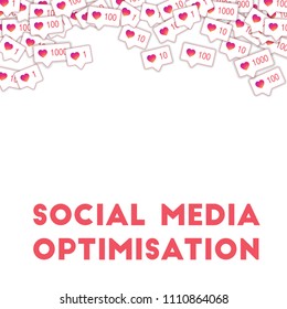 Social media icons. Social media optimisation concept. Falling gradient like counter. Magnificent abstract top border elements on white background.