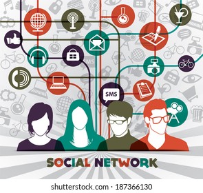 Social media icons with people