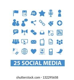 social media icons set - blue version, vector