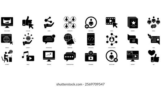 Social Media icons set. Set of editable stroke icons.Set of Social Media