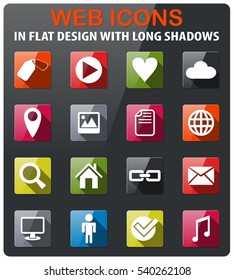 social media icons set in flat design with long shadow