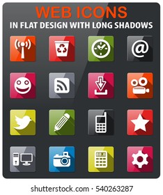 social media icons set in flat design with long shadow