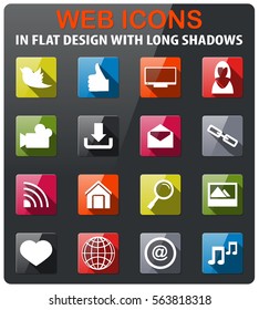 social media icons set in flat design with long shadow