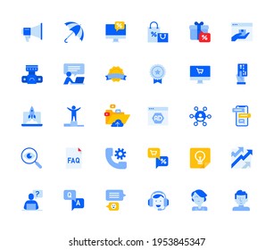 Iconos de medios sociales establecidos para uso personal y comercial. Iconos de ilustraciones vectoriales para diseño gráfico y web, desarrollo de aplicaciones, material de marketing y presentación de negocios.