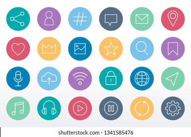 Iconos de medios sociales establecen vector