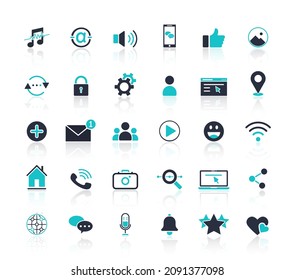 Social media icons set.Linear set of social media icons. Basic elements of social media user interface. 