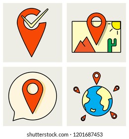 Social media icons in speech bubbles with group of people