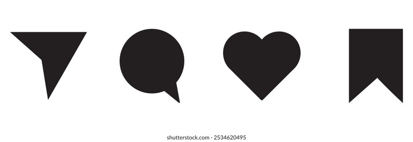 Social media icons thumb up and heart icon with repost and comment. Flat signs icons on white background. eps10