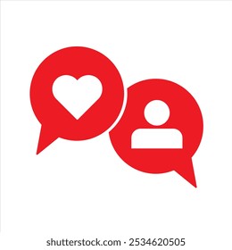 Social media icons thumb up and heart icon with repost and comment. Flat signs icons on white background. eps10