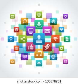 Social media icons vector background