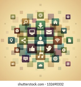 Social media icons vector background