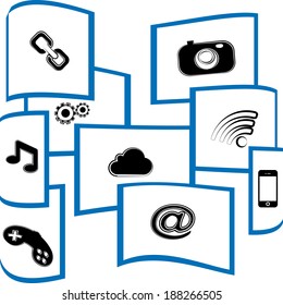 Social media icons vector background.