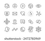 Social Media Icons - Vector Line. Editable Stroke. 