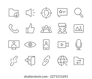 Iconos de medios sociales - Línea de vectores. Stroke editable.