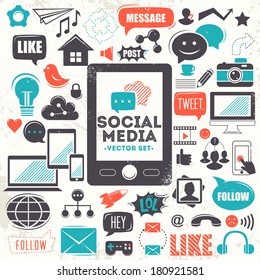 Social Media Icons. Vector Set