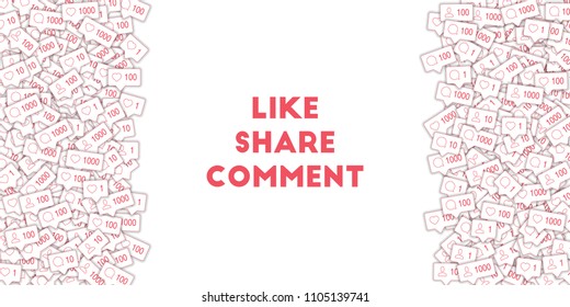 Social media icons. White concept. Falling counter comment friend notification. Right left border elements on transparent grid background.